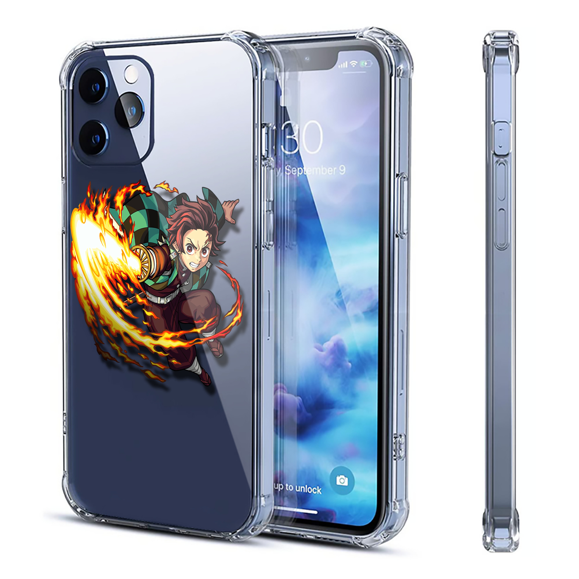 （画像用） 鬼滅の刃 竈門 炭治郎／かまど たんじろう Kamado Tanjirou 【iPhone 12シリーズ対応】透明スマホケース（クリアソフトケース）